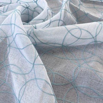 Тюлевый Лён Абстрактные круги Бирюза