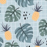 Ананасы и листья монстеры